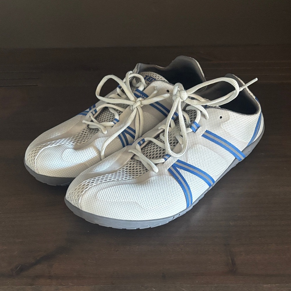 Men's White and Blue Athletic Shoes